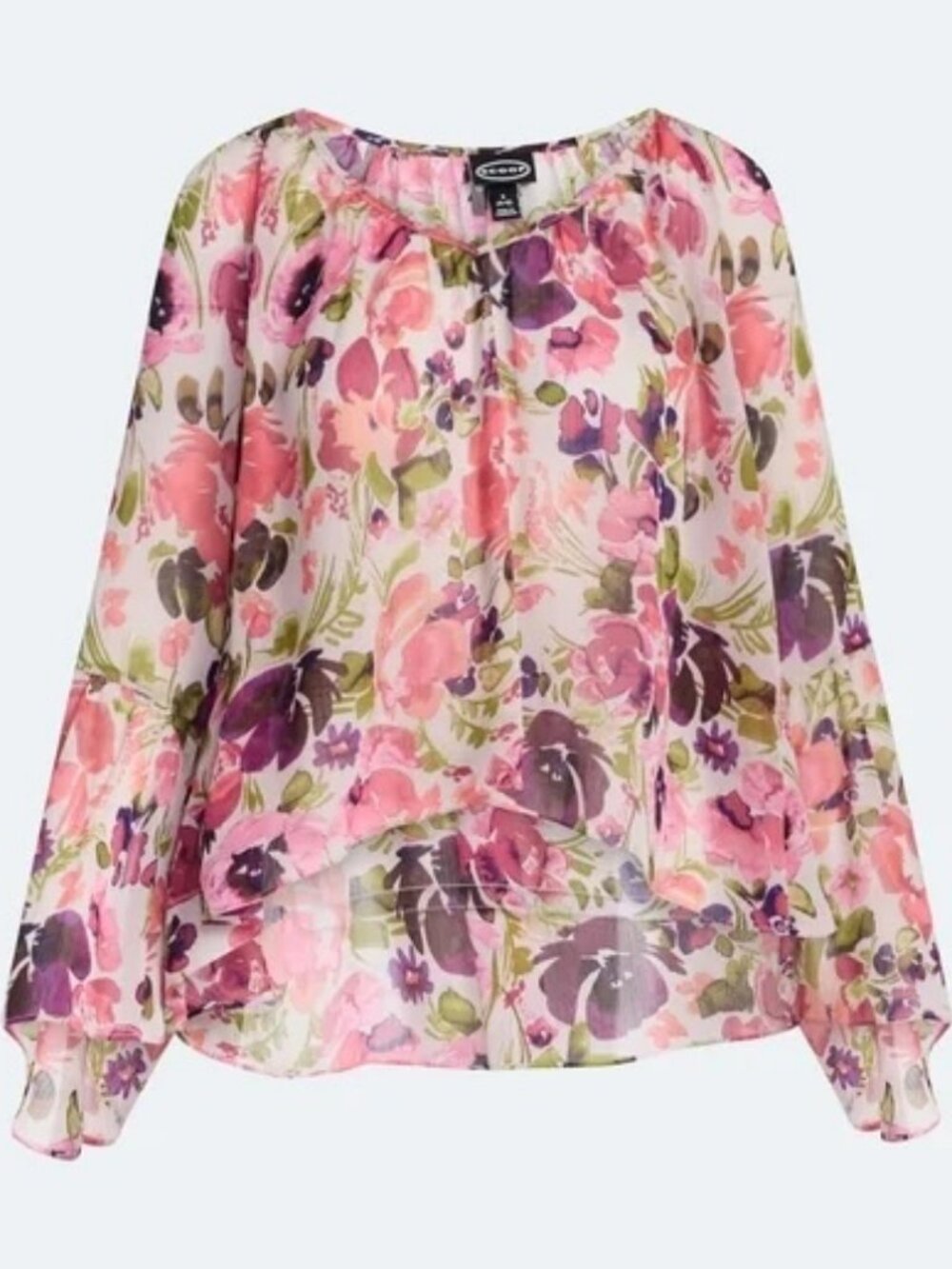 Scoop Women's and Women's Plus Flowy Asymmetrical Sheer Top, Size XL